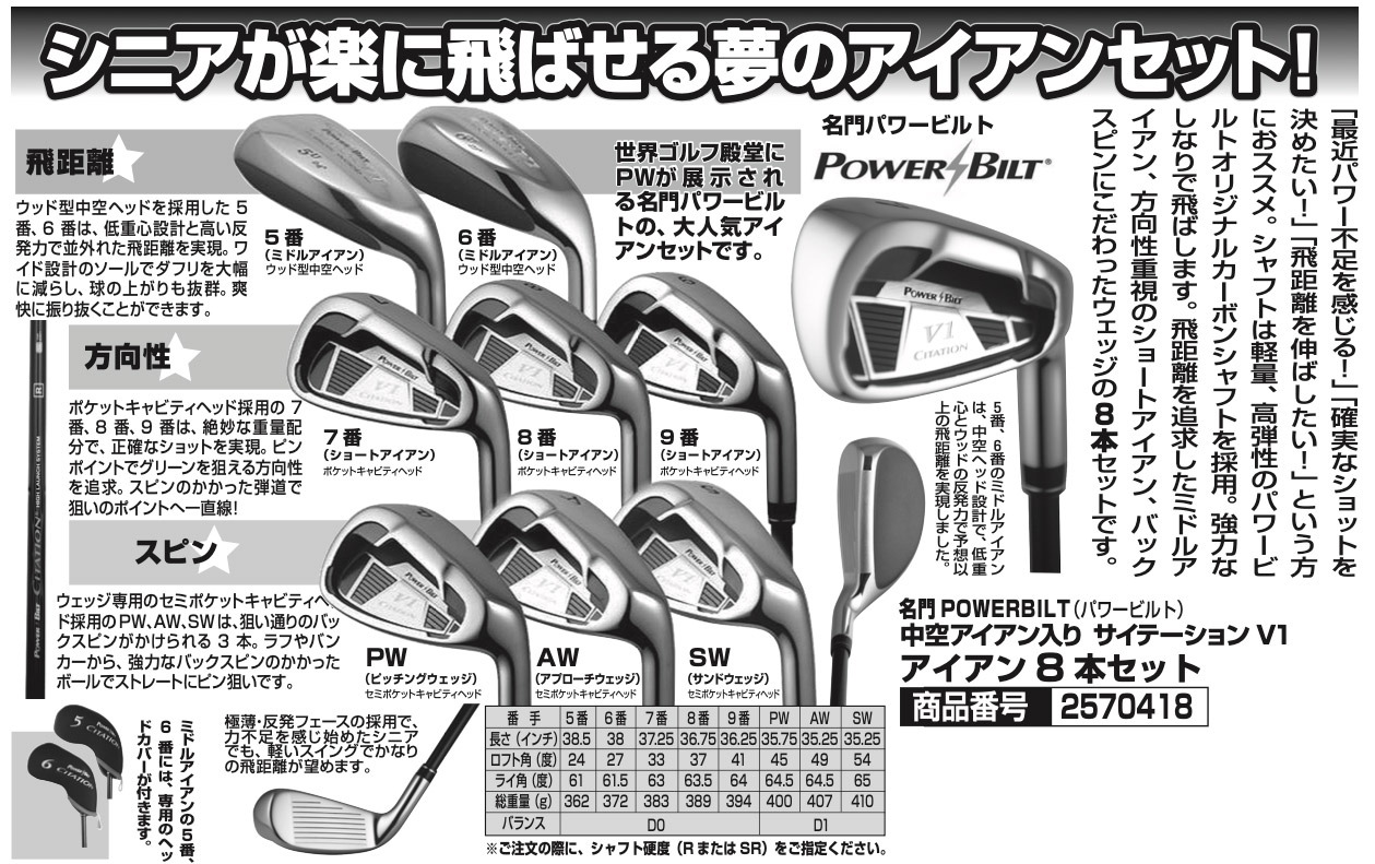 POWER BILT (パワービルト） 中空アイアン入り サイテーションV1