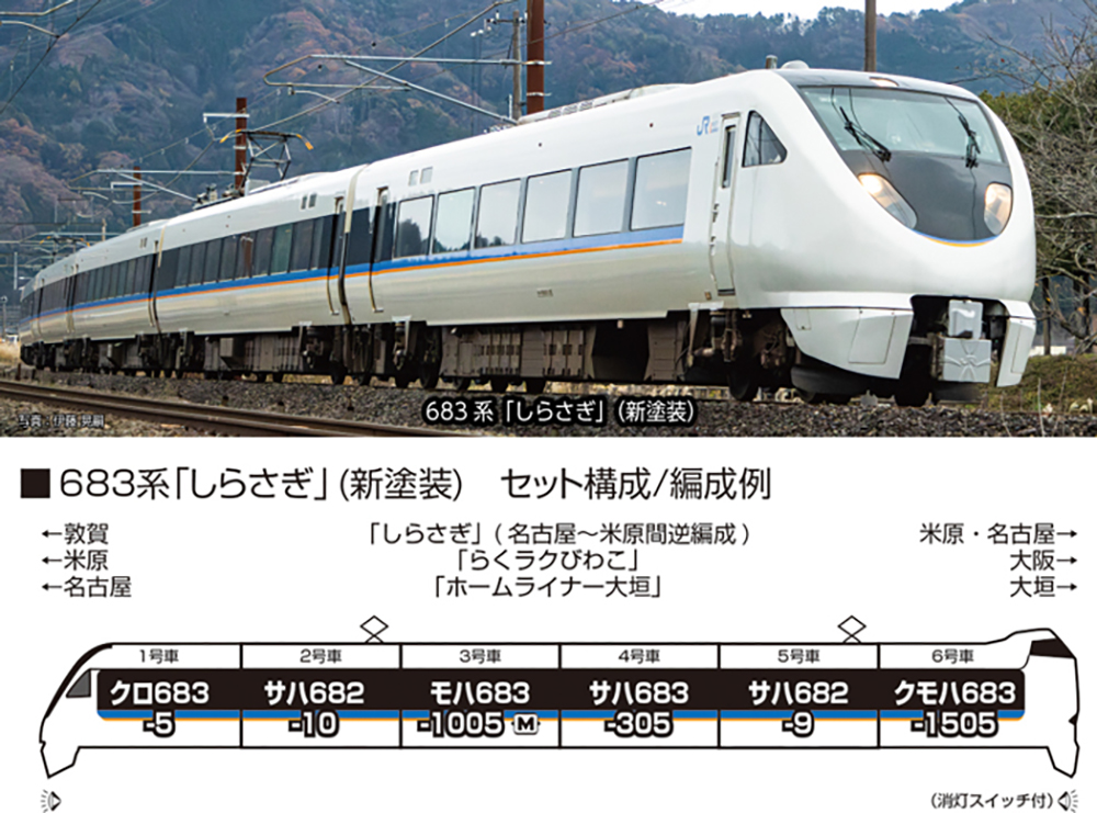 kato 683系　しらさぎ「新塗装」　6両セット 683系「しらさぎ」（新塗装） 6両セット 品番：10-2071 鉄道模型 KATO